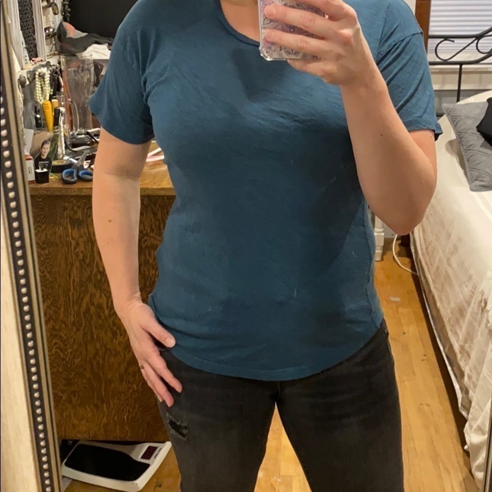 Madewell Super Soft Slub Cotton Teal Tee EUC